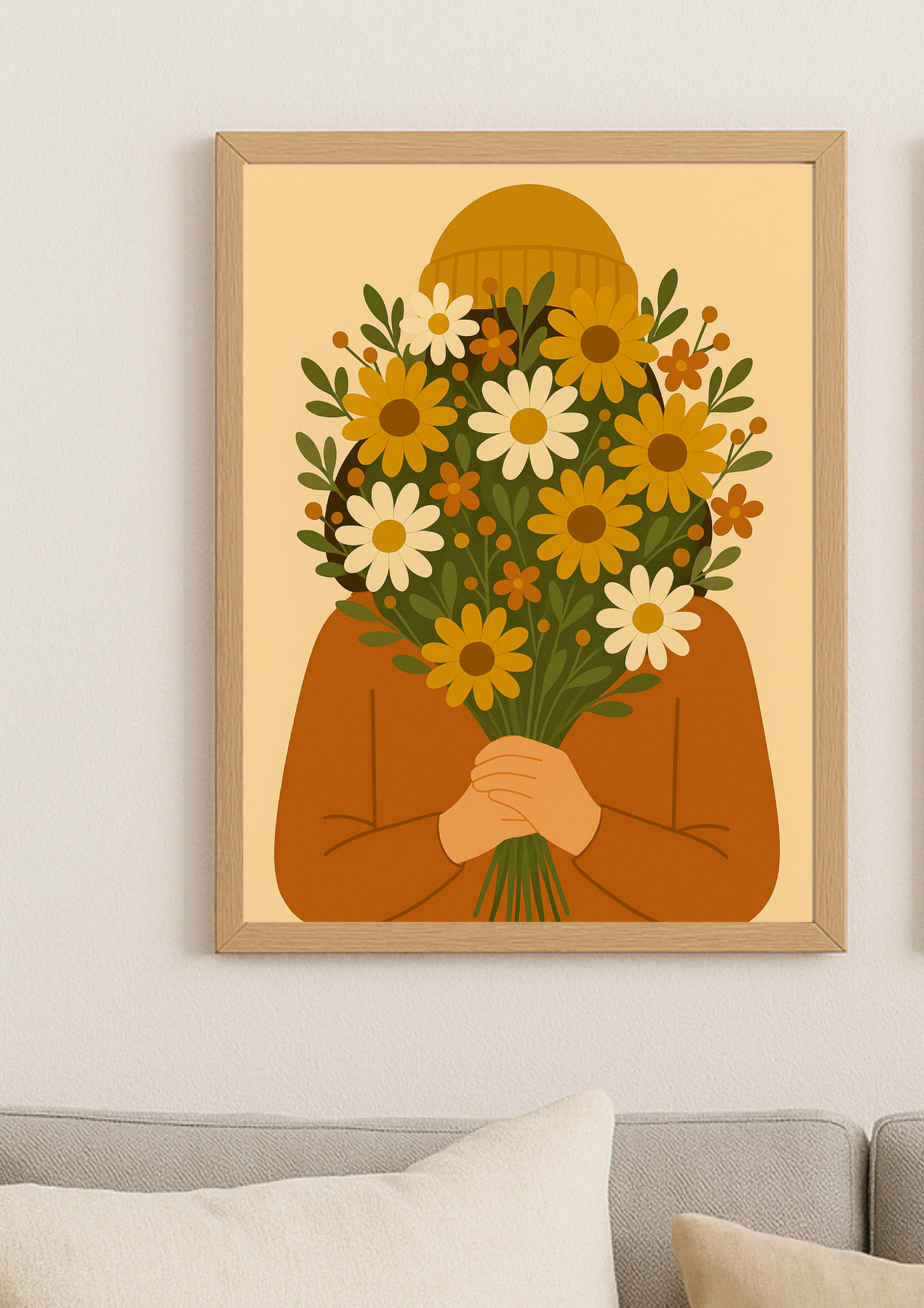 Collection Amour - Affiche femme et fleurs A4 – Illustration poétique et floral - Décoration murale - Idée cadeau femme