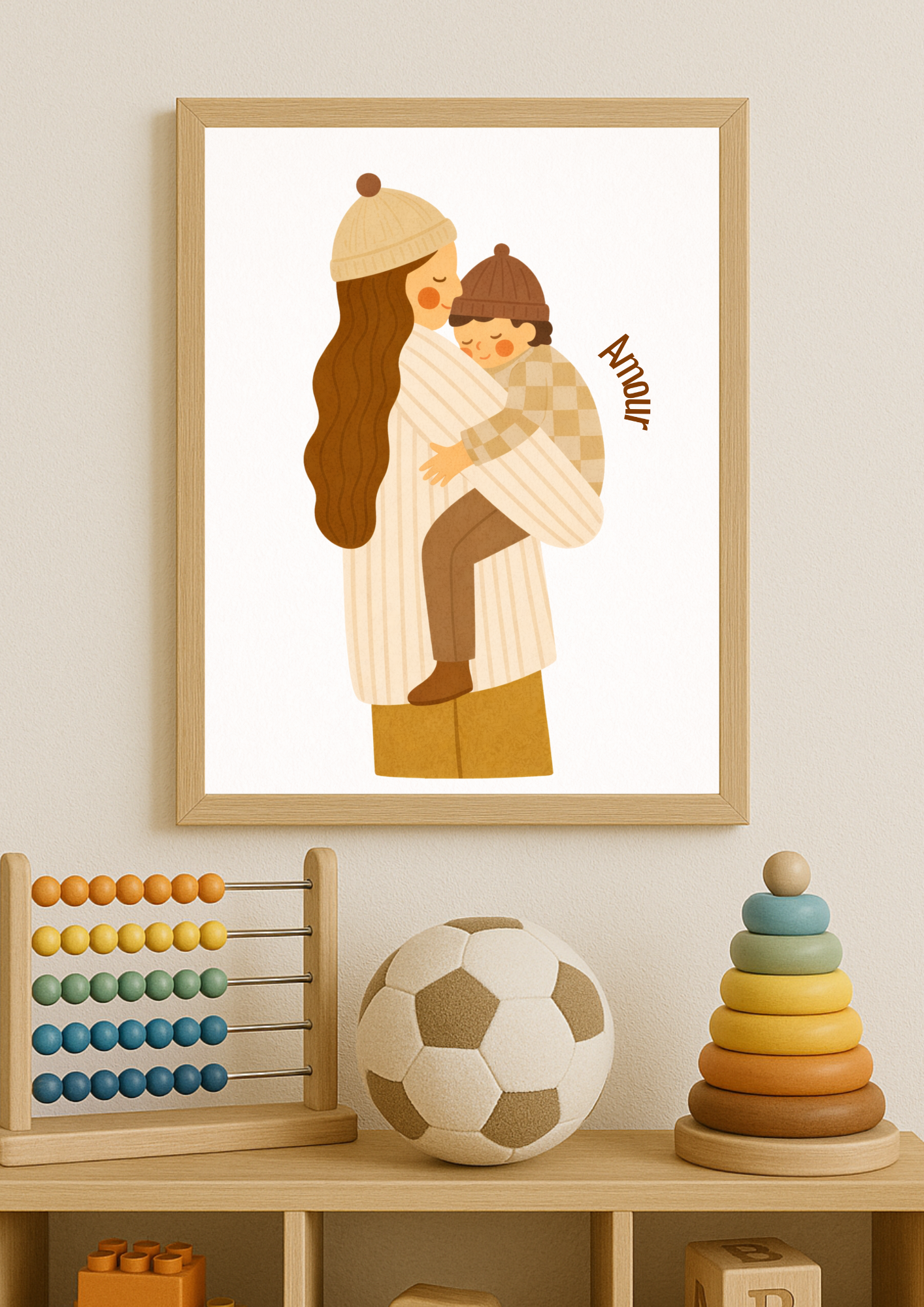 Collection Amour - Affiche maman enfant Amour – Illustration douce maternité – Décoration chambre bébé & enfant
