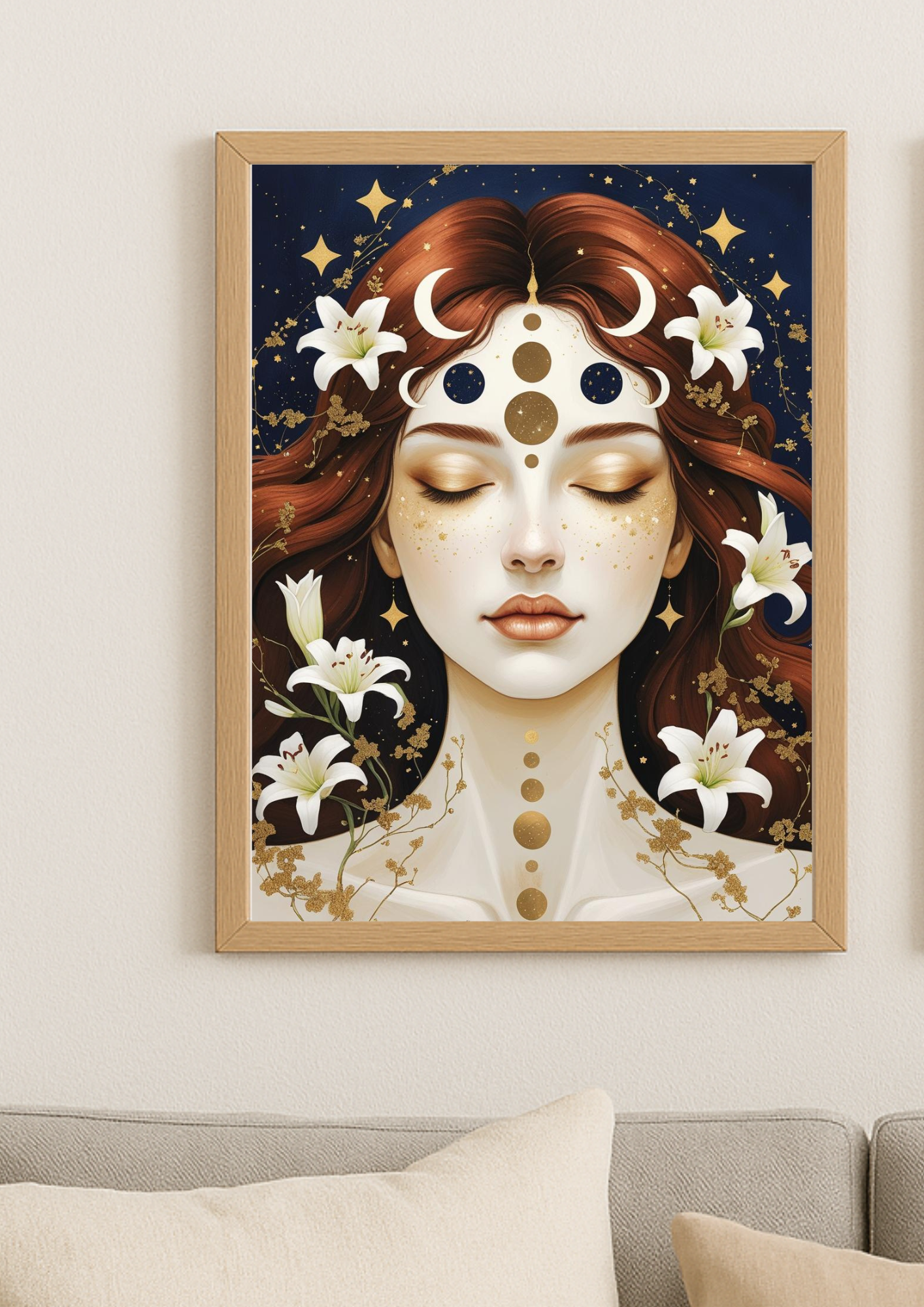 Collection Mystique - Affiche décorative femme lunaire – Art mural bohème spirituel