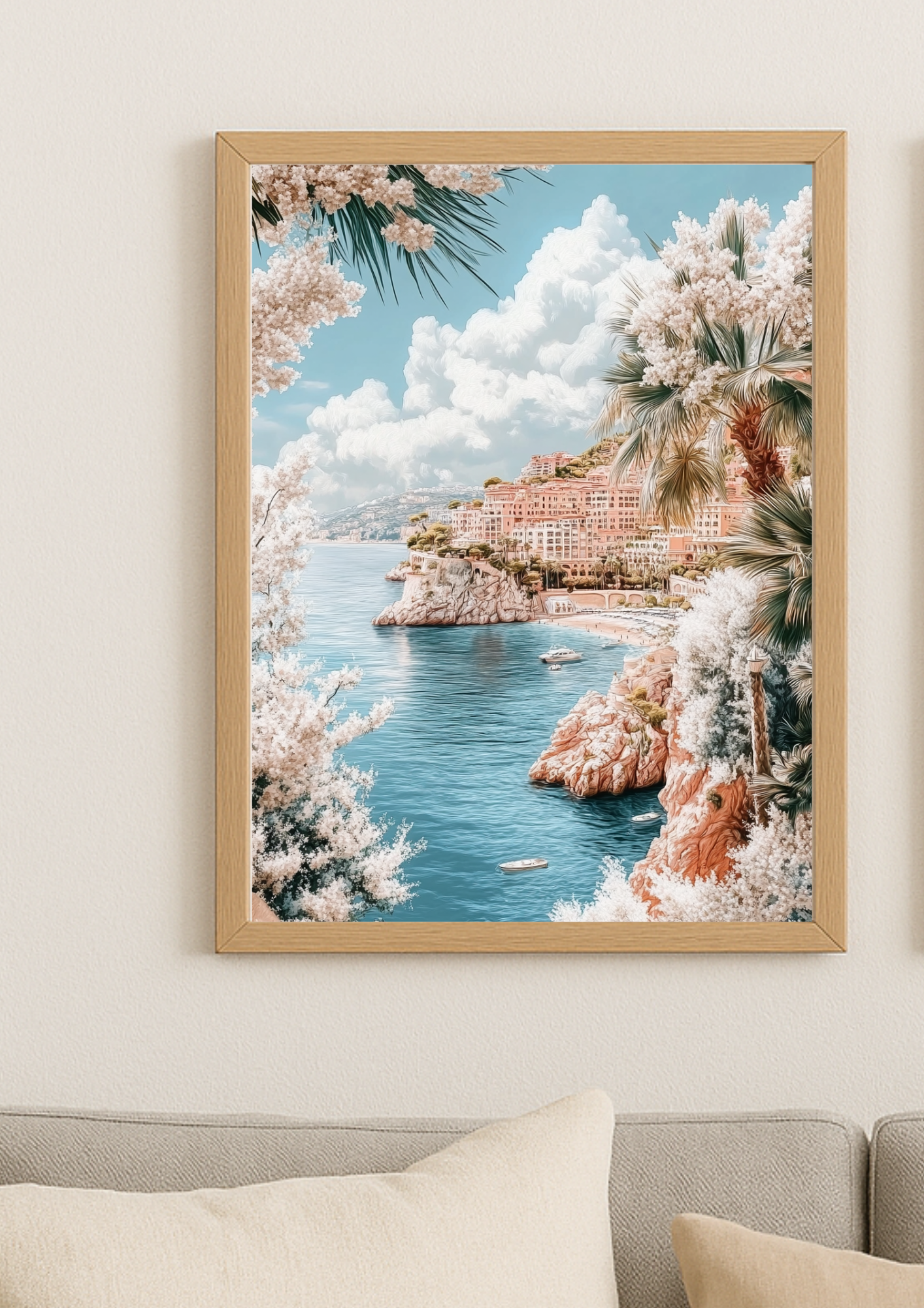 Affiche côte d’azur pastel – illustration bord de mer sud de la france - riviera