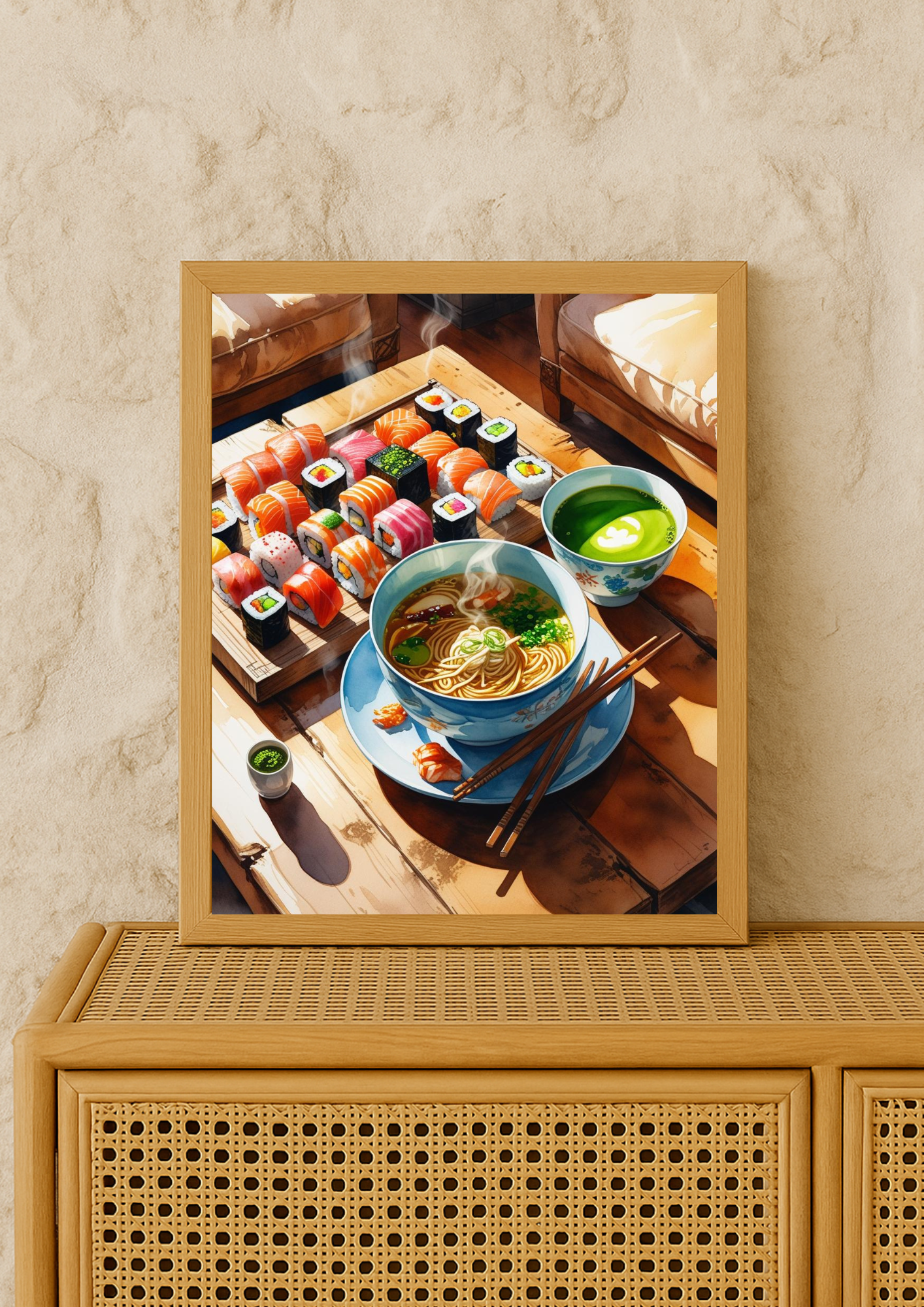 Affiche Cuisine Japonaise A4 – Sushi & Ramen | Poster Déco Murale Cuisine