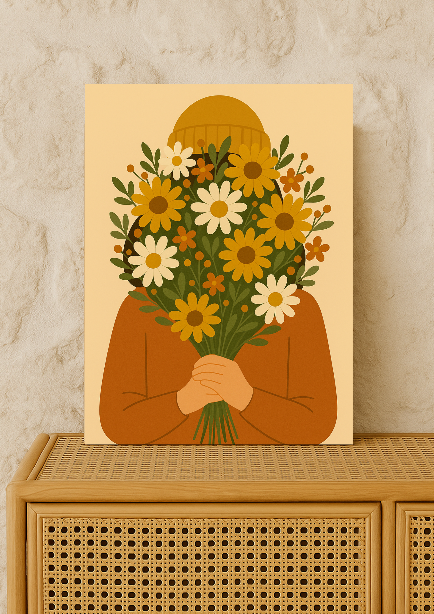 Collection Amour - Affiche femme et fleurs A4 – Illustration poétique et floral - Décoration murale - Idée cadeau femme