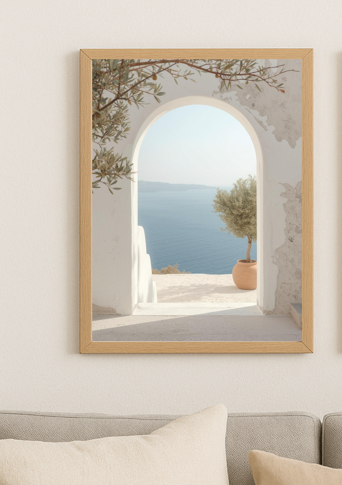 Affiche arche méditerranéenne vue mer – décoration murale lumineuse esprit sud