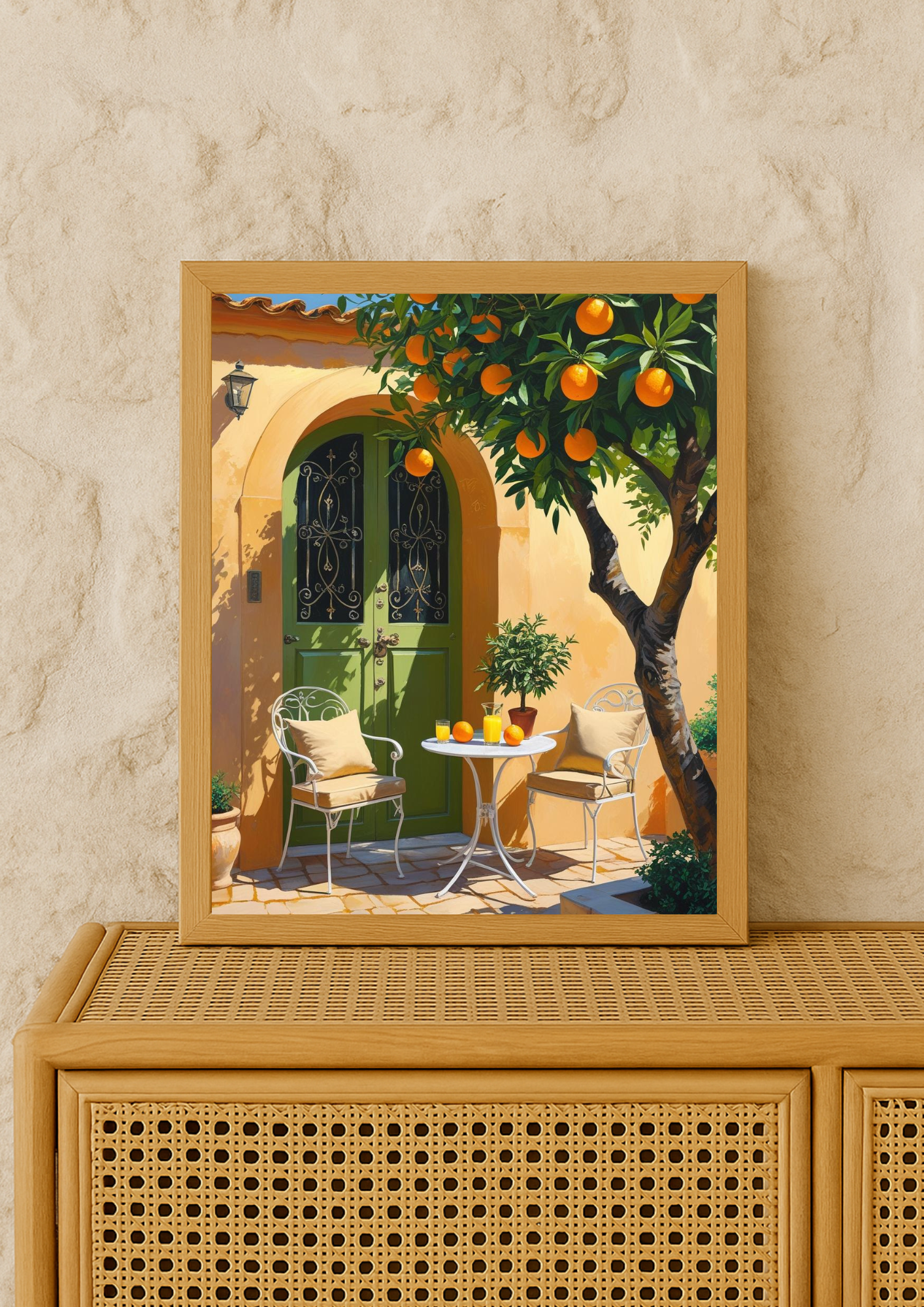 Affiche méditerranéenne – Terrasse avec oranger – Décoration murale maison du sud