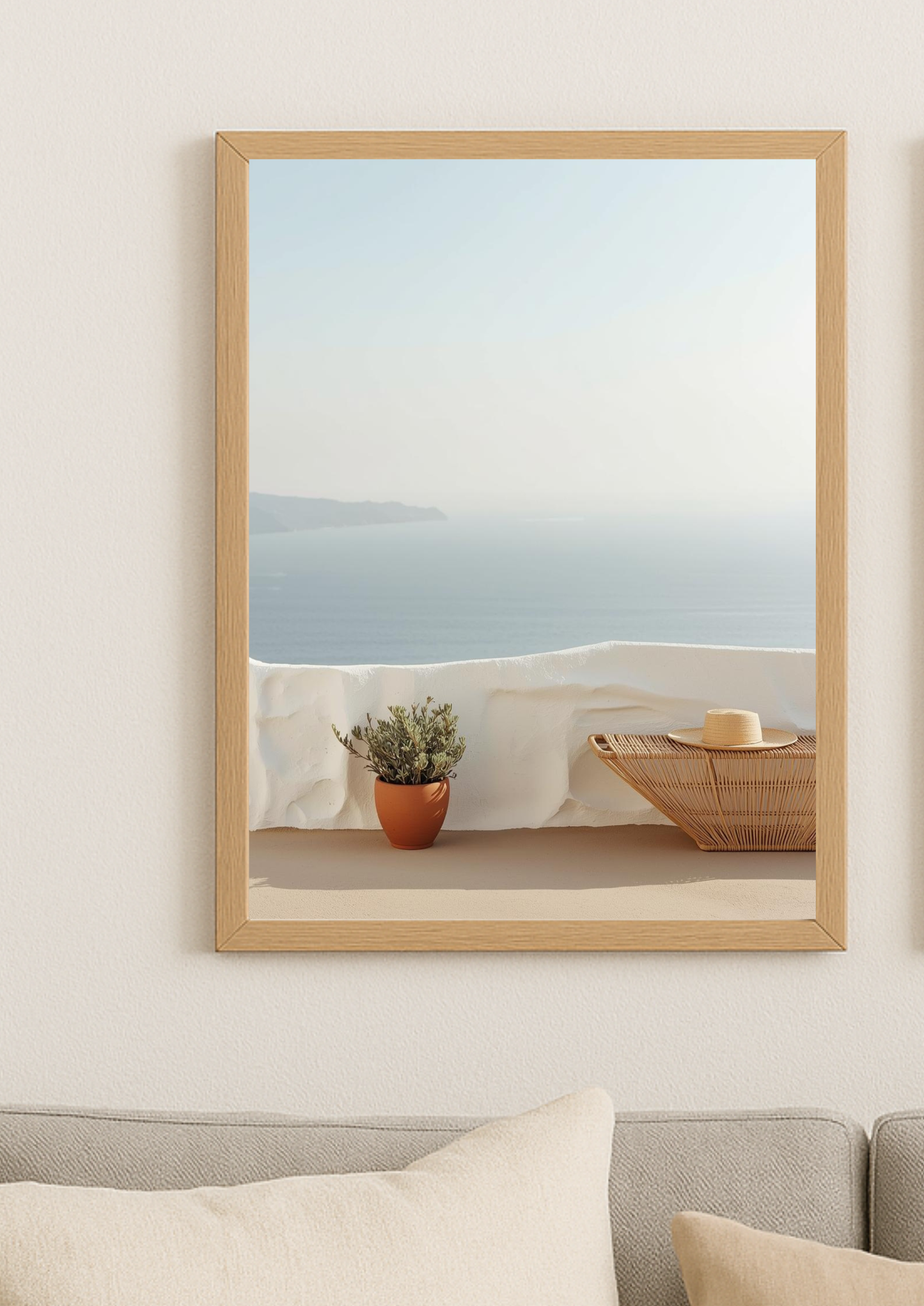 Affiche terrasse méditerranéenne – Vue mer – Décoration murale minimaliste – Décoration murale bord de mer - Idée cadeau