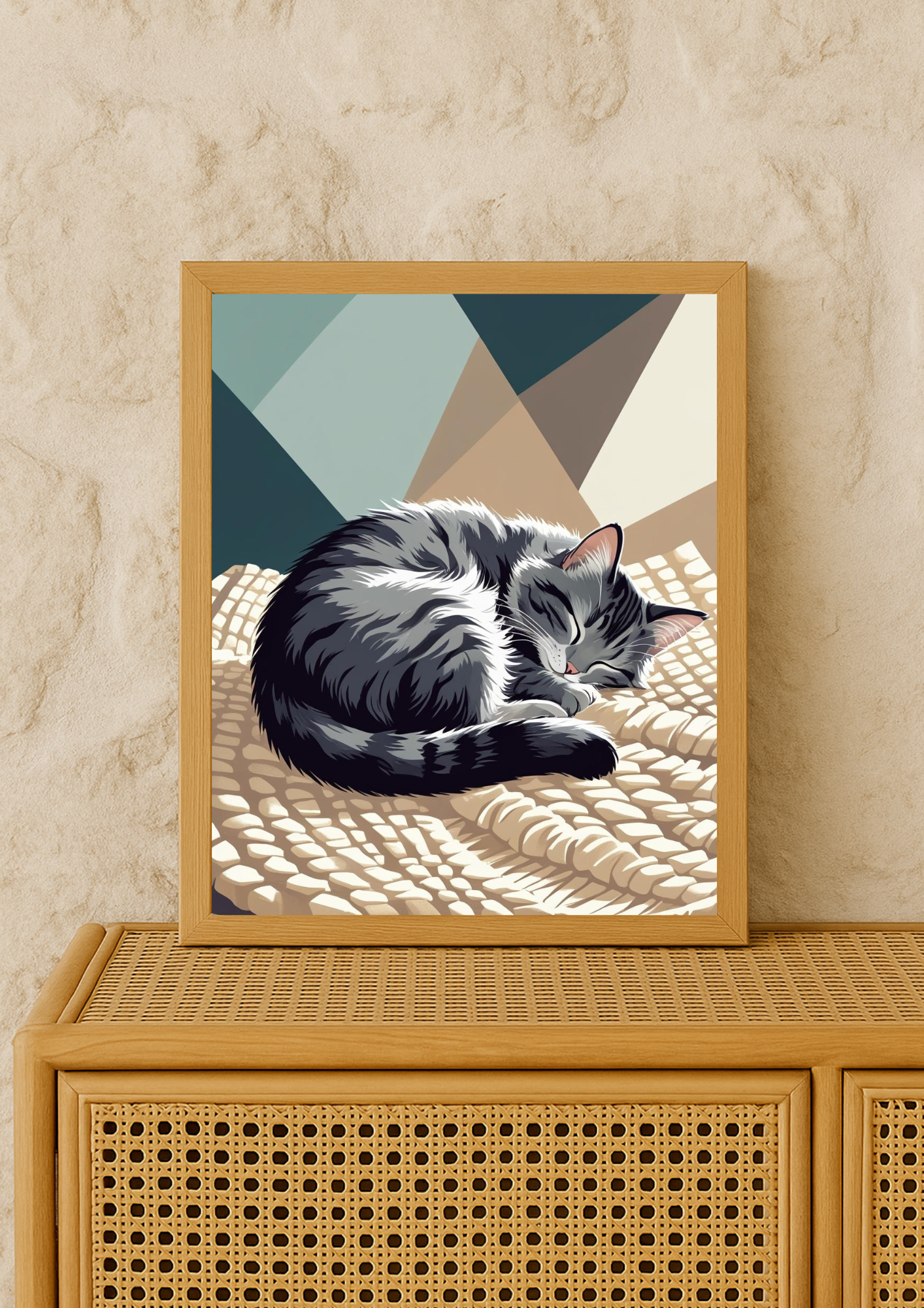 Affiche Chat Endormi A4 – Poster Chat Cocooning | Déco Murale Animaux