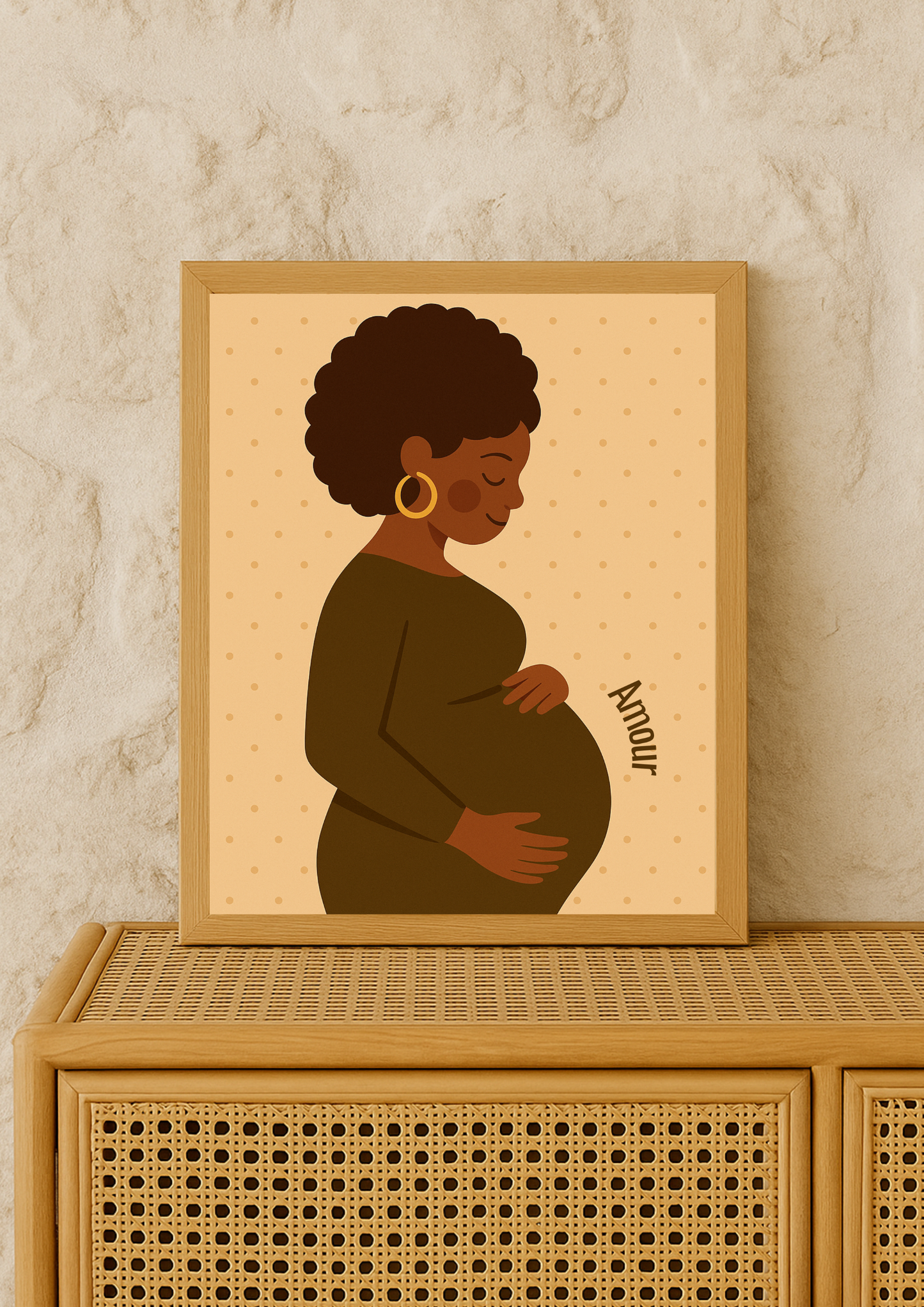Collection Amour - Affiche maternité minimaliste – illustration femme enceinte – décoration chambre bébé