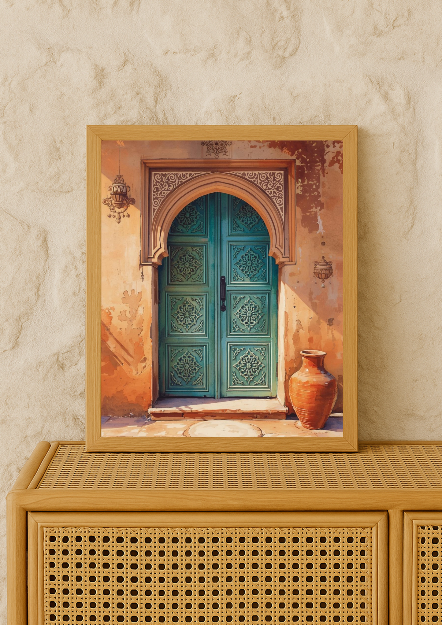 Collection Orient-Affiche porte marocaine sculptée – architecture orientale – décoration murale chaleureuse