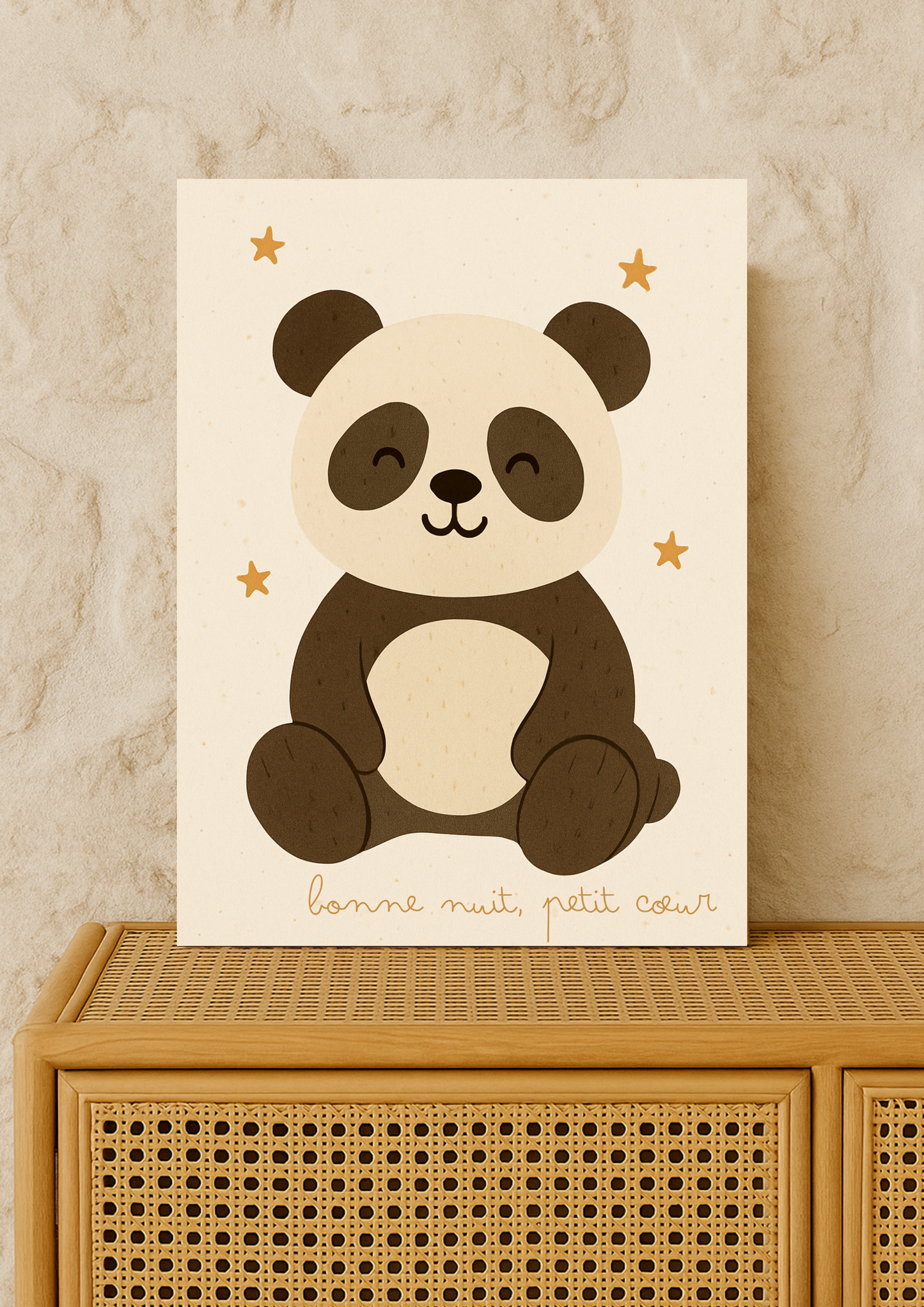 Affiche Panda "Bonne nuit, petit cœur" – Déco Chambre Bébé Univers poétique et minimaliste