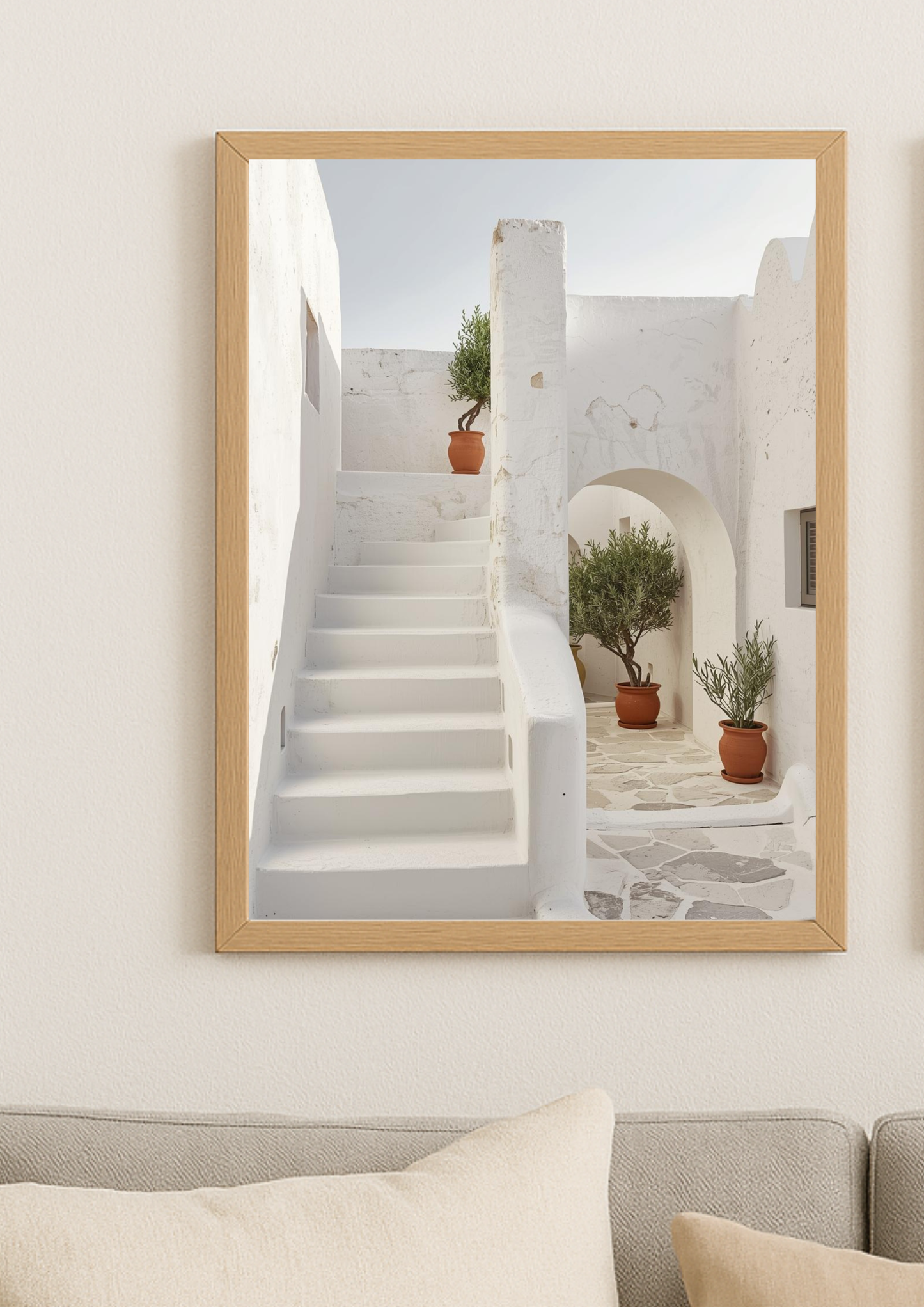 Affiche architecture méditerranéenne – Escaliers blancs et arches – Décoration murale - Idée cadeau