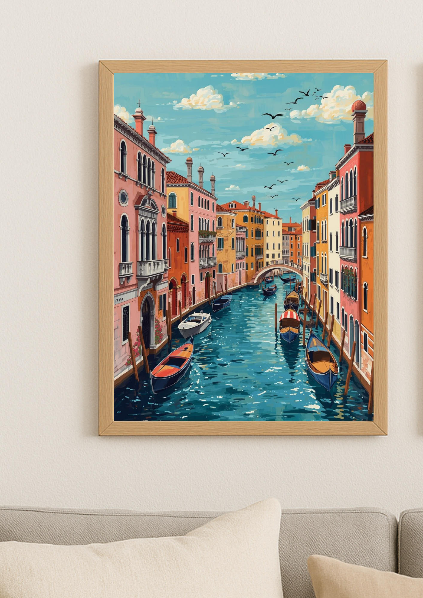 Affiche Venise – Canal avec gondoles et palais colorés – Décoration murale