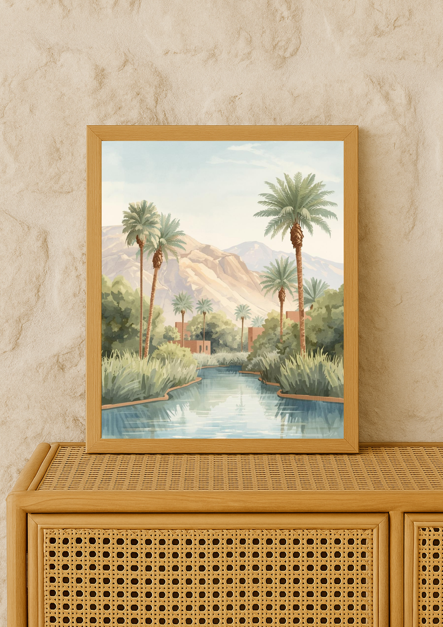 Collection Orient -Affiche paysage oasis désert – décoration murale minimaliste