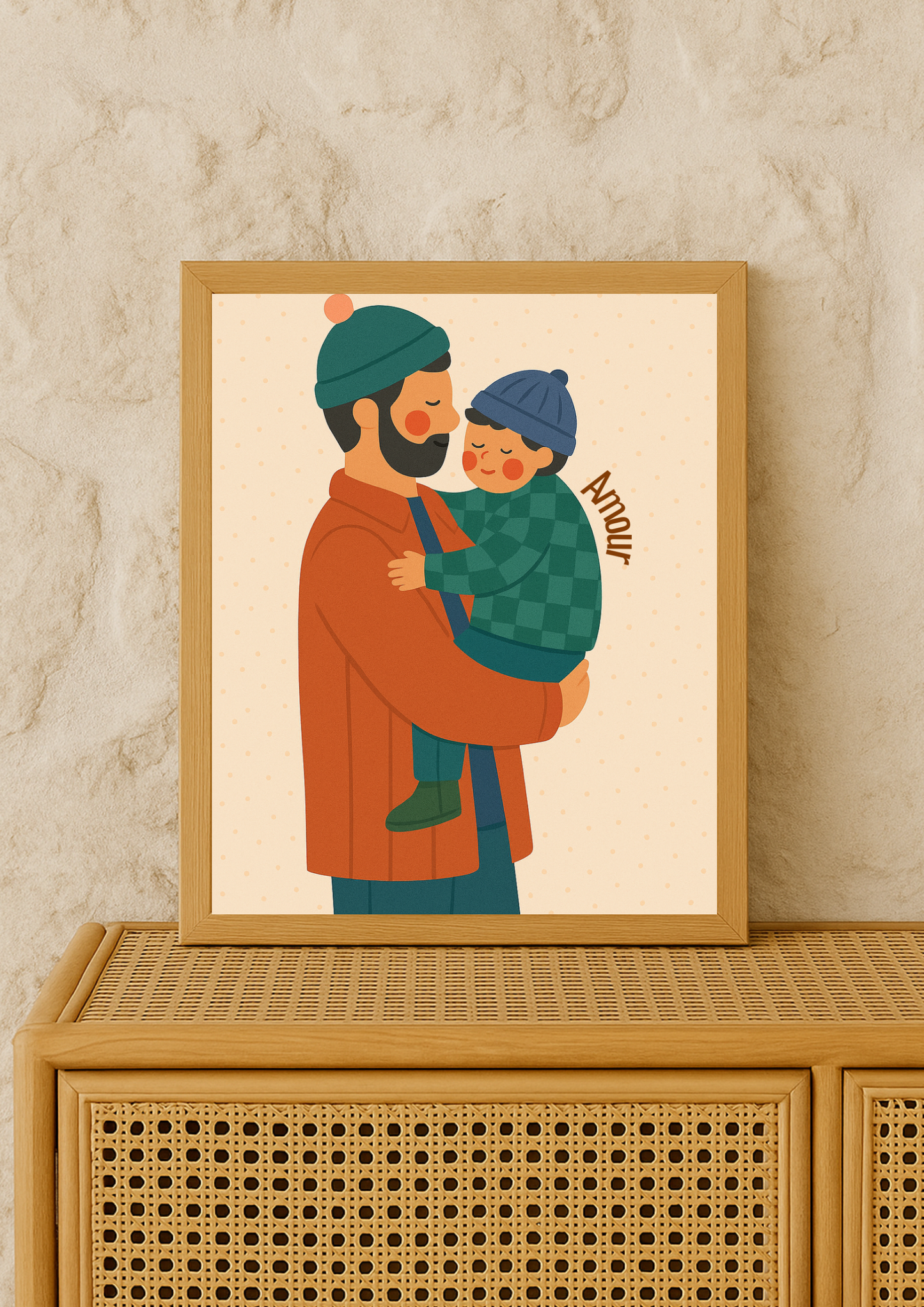 Collection Amour - Affiche papa enfant Amour – Illustration douce lien père enfant – Décoration chambre enfant - cadeau de naissance