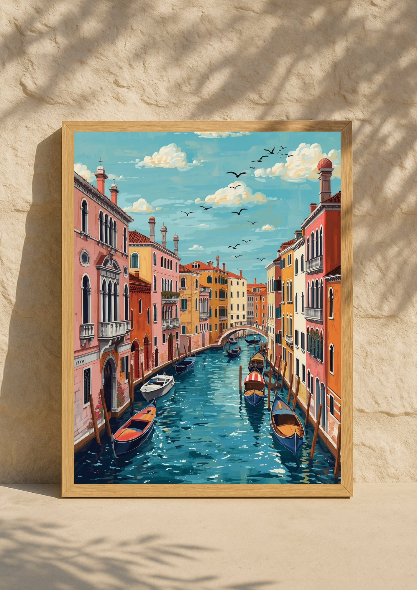 Affiche Venise – Canal avec gondoles et palais colorés – Décoration murale