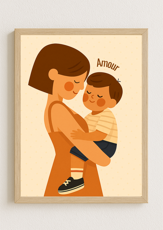 Collection Amour - Affiche murale chambre enfant - Affiche amour famille - Maman et enfant - Amour maternel - Cadeaux de naissance