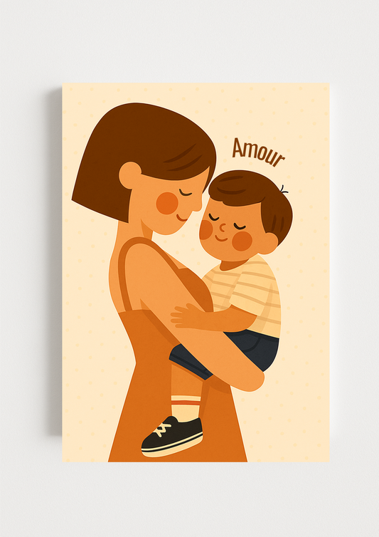 Collection Amour - Affiche murale chambre enfant - Affiche amour famille - Maman et enfant - Amour maternel - Cadeaux de naissance