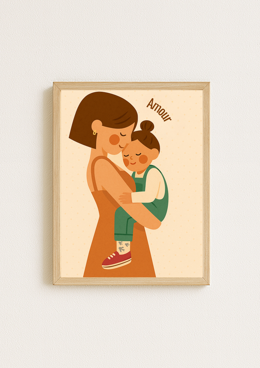 Affiche murale chambre enfant - Affiche amour famille - Maman - Amour maternel - Cadeaux de naissance