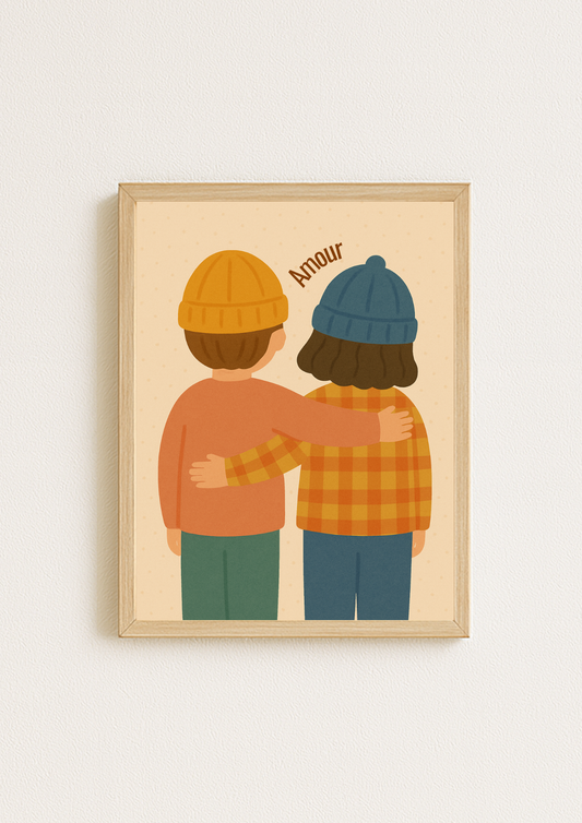 Affiche murale chambre enfant - Affiche amour famille - Fraterie - Amour fraternel - Cadeaux de naissance
