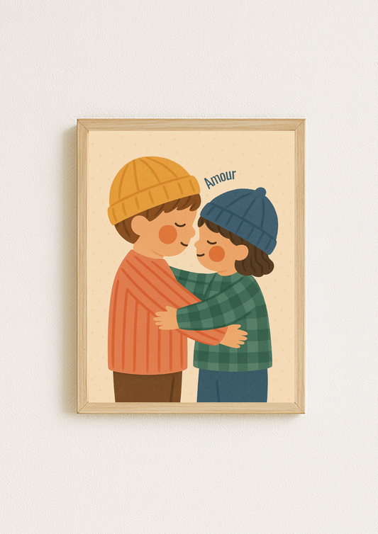 Affiche murale chambre enfant - Affiche amour famille - Fraterie - Amour fraternel - Cadeaux de naissance