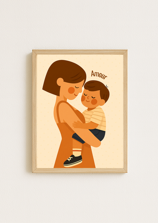 Affiche murale chambre enfant - Affiche amour famille - Maman et enfant - Amour maternel - Cadeaux de naissance