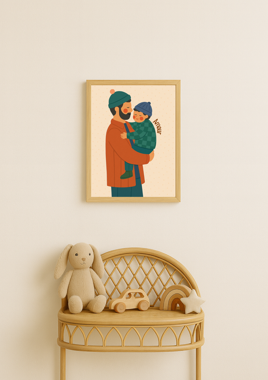 Affiche chambre enfant, affiche famille, lien papa, lien paternel, cadeau de naissance